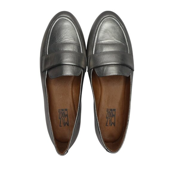 Miz Mooz Ken Pewter Metallic Silver Leather Flats Loafers Womens 41 US 9.5-10 - Picture 7 of 13